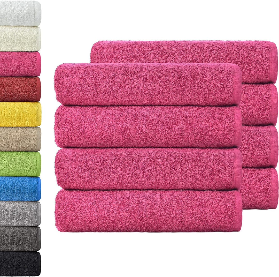 NatureMark NM-HT0701 8-er Spar-Pack Frottier Handtücher, 50 x 100 cm, Pink, Pink