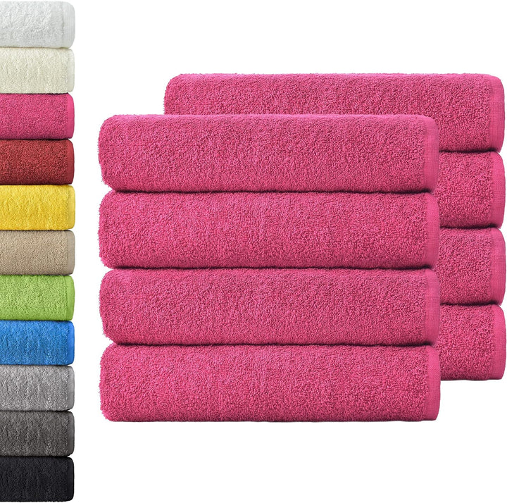 NatureMark NM-HT0701 8-er Spar-Pack Frottier Handtücher, 50 x 100 cm, Pink, Pink