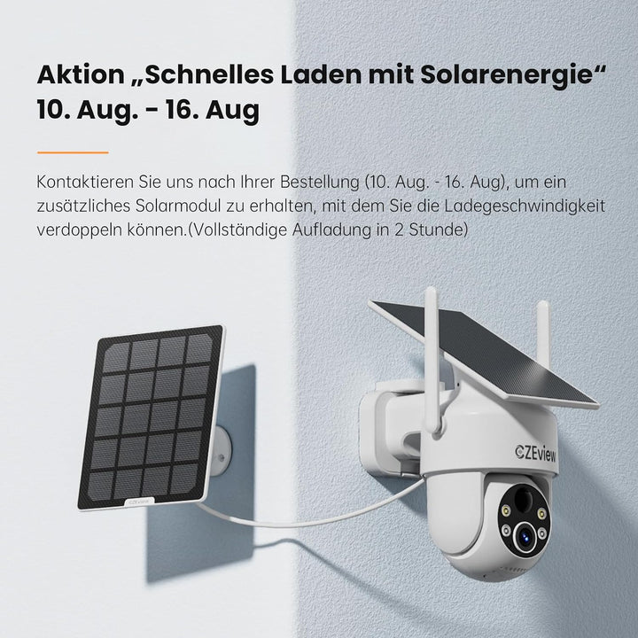 Alles in 1 Überwachungskamera Aussen Akku Solar, 2K, 100% Kabellos, 360° PTZ Kamera Überwachung Auss