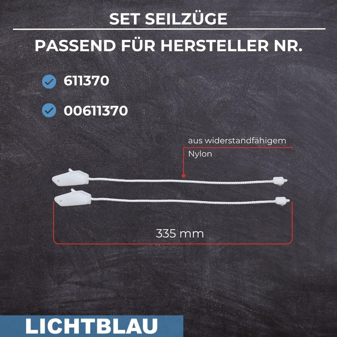 LICHTBLAU Seilzug Set 335mm für Geschirrspüler Türscharnier passend Bosch 611370 – Ersatzteil 006113