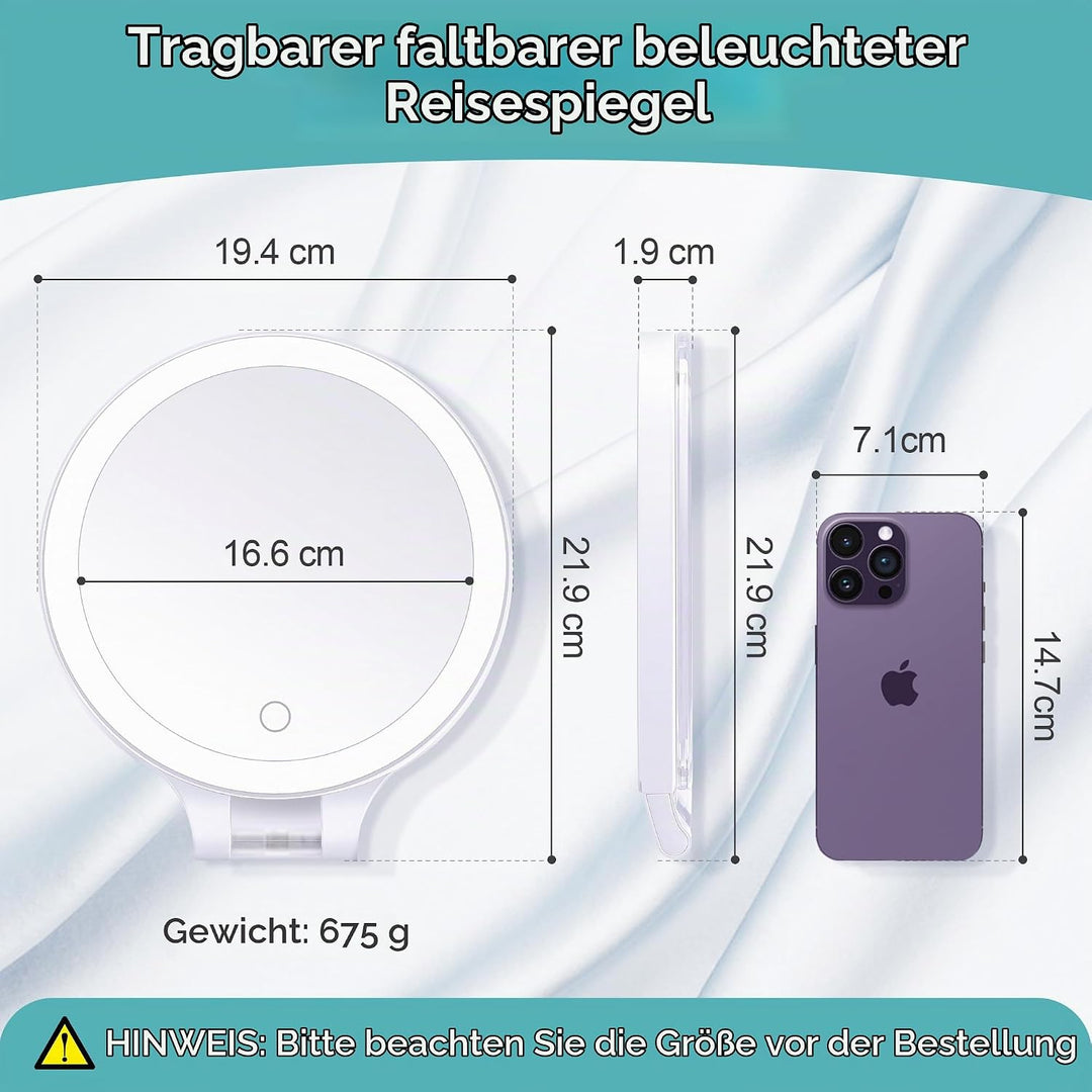 B Beauty Planet Kosmetikspiegel mit Beleuchtung 20fach,doppelseitiger 1x/20x kompaktspiegel,mit vers