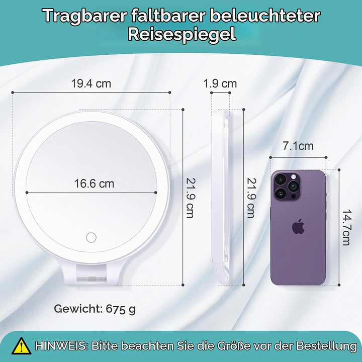 B Beauty Planet Kosmetikspiegel mit Beleuchtung 20fach,doppelseitiger 1x/20x kompaktspiegel,mit vers