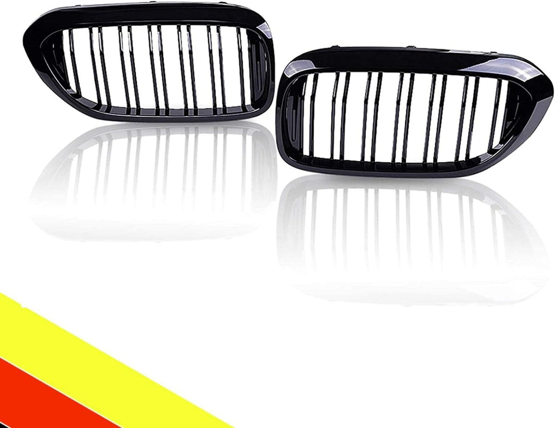 POETRYXIAO Kühlergrill Niere Sport Schwarz Glanz Doppelbrücke für 2017-2020 BMW 5er G30 G31 528LI 53