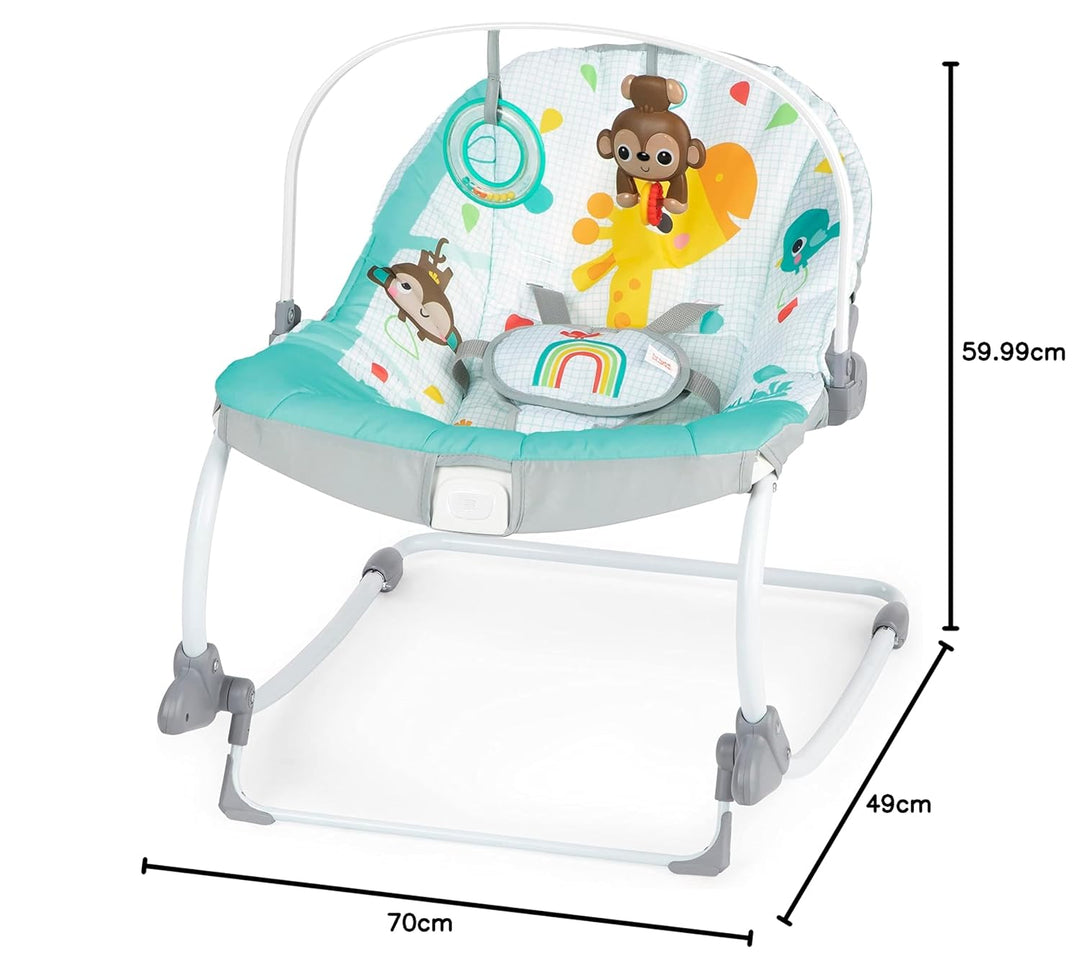 Bright Starts Wild Vibes Infant to Toddler Rocker with Vibrations, Unisex, Newborn +, Wild Vibes