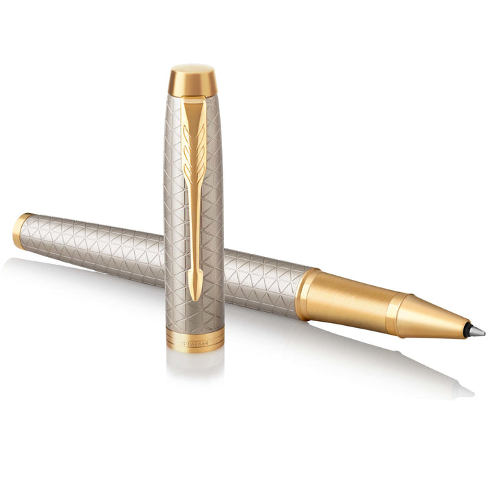Parker IM Tintenroller - Premium Warm Silver - feine Spitze - Schwarz - Geschenkbox Premium Warm Sil