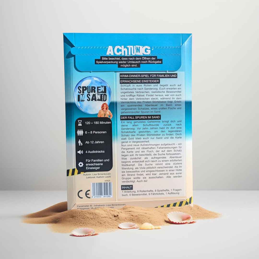 Parameter B - Spuren im Sand - Krimidinner für 6-8 Personen – ab 12 Jahren - Krimidinner für Zuhause