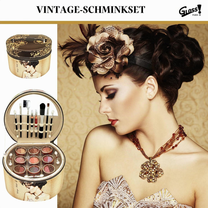 Schminkkoffer und Palette für Damen | 36 Stück: Rouge, Lidschatten, Lippenstift, Nagellack | Aufbewa