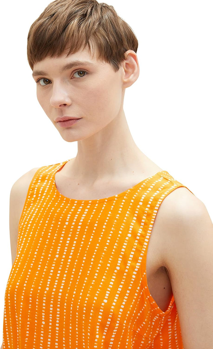 TOM TAILOR Denim Damen Blusen Top mit Bindedetail & Muster S 31713 - Mango Batik Vichy Print, S 3171