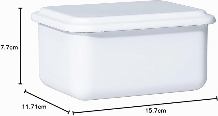 Riess, 0412-033, Vorratsbehälter mit Deckel, 15x11x7cm, Emaille, Design SERVE + STORE, WEISS, Gewich