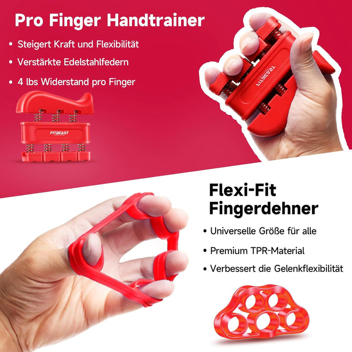 FitBeast Handtrainer Fingertrainer, Griffkraft Trainer Trainingsset - 5er-Pack, Verstellbarer Grip T