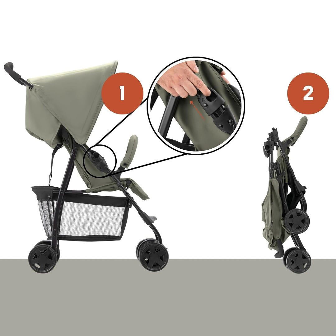 hauck Buggy Sport, Olive - Federleichter Reisebuggy 5,9 kg - mit Liegefunktion für Kinder ab Geburt