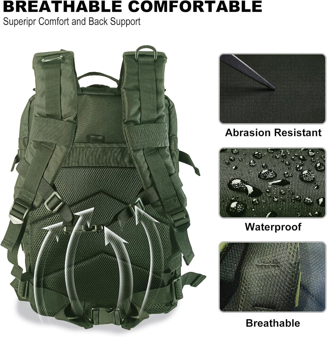 Militär Rucksack Herren,45L Gross Rucksack Wasserdicht Outdoor Assault Survival Wanderrucksack Herre
