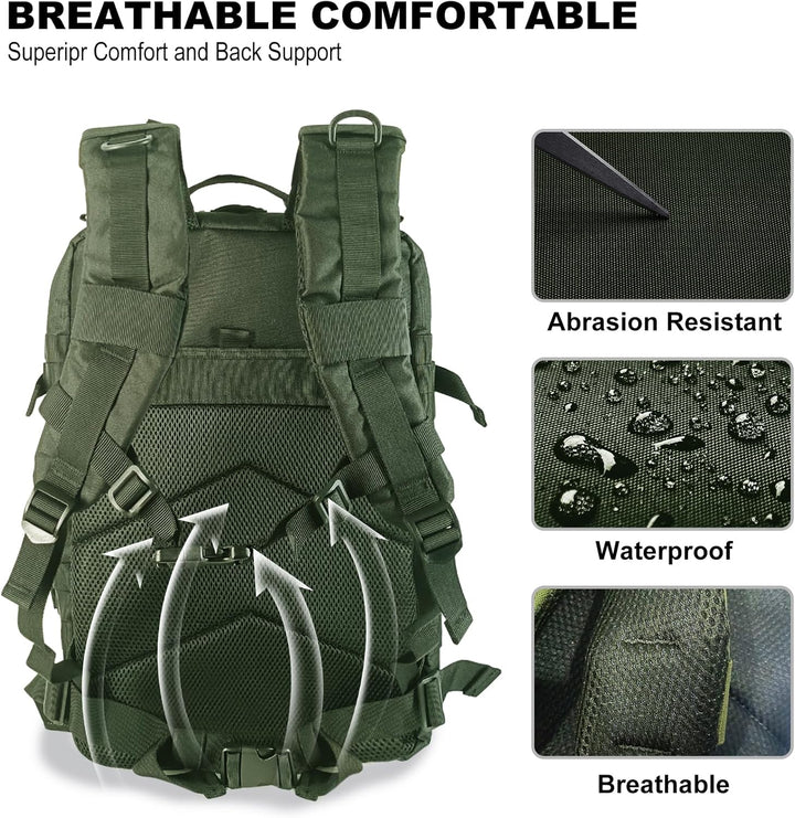 Militär Rucksack Herren,45L Gross Rucksack Wasserdicht Outdoor Assault Survival Wanderrucksack Herre