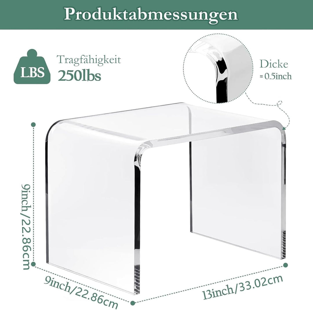 Acryl Badhocker, Transparenter Acryl Duschhocker,U-förmiger Acryltisch Fusshocker,Verdickter Klarer