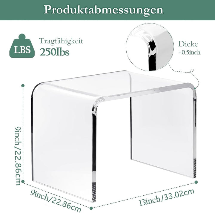 Acryl Badhocker, Transparenter Acryl Duschhocker,U-förmiger Acryltisch Fusshocker,Verdickter Klarer