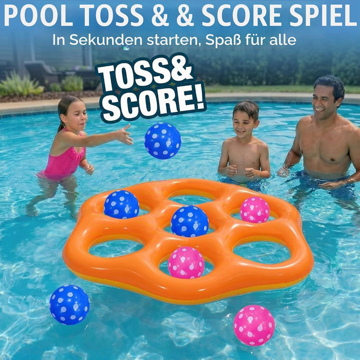 Aufblasbares Tic Tac Toe Pool Spiel, Grosses Schwimmendes Wurfspiel mit 6 Spielfiguren, Wasser Spiel