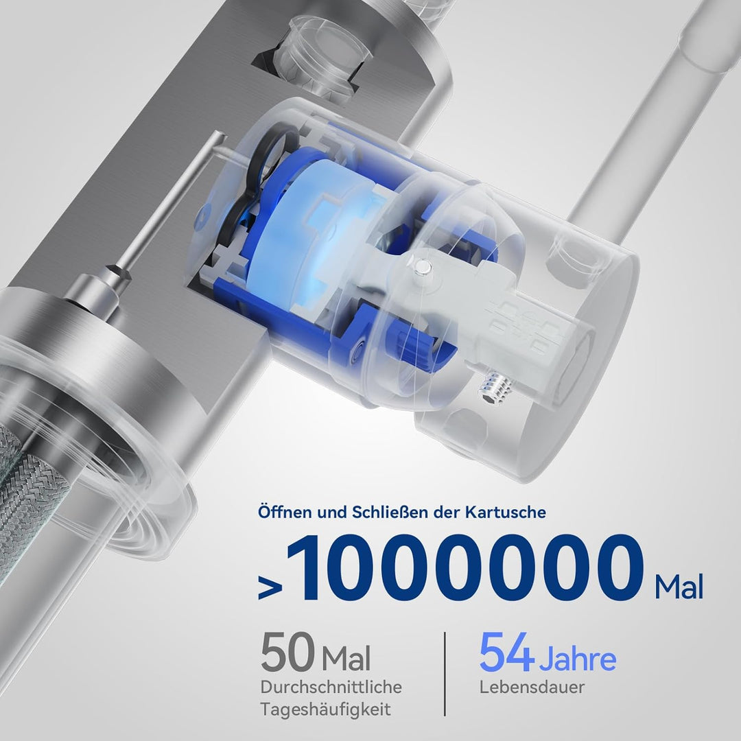 CECIPA Niederdruck Armatur Küche, 360° Drehbare Küchenarmatur Niederdruck, Wasserhahn mit 3xG3/8 Ans