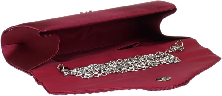 Girly Handbags Damen Clutch aus plissiertem Satin Burgund, Burgund