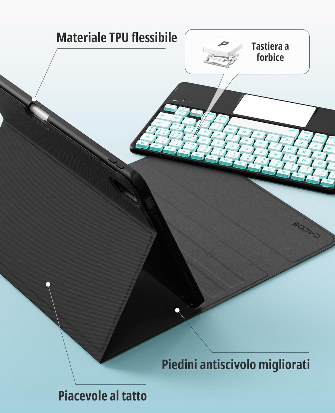 CACOE Tastatur Hülle Kompatibel mit iPad Air 7 Generation 2025 M3 11 Zoll/Air 6/5/4 Generation 2024/