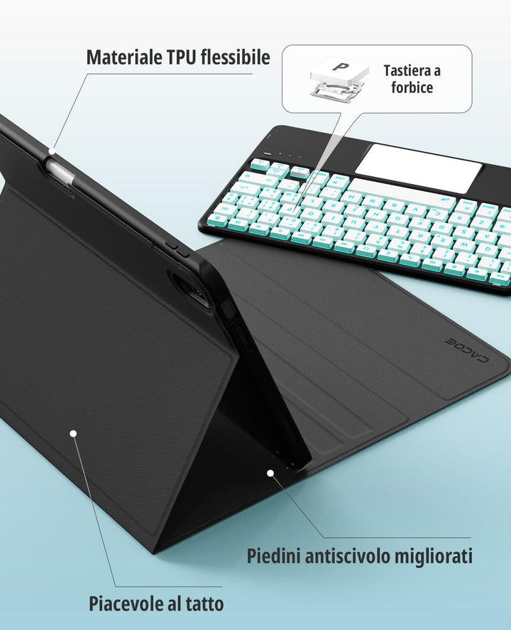 CACOE Tastatur Hülle Kompatibel mit iPad Air 7 Generation 2025 M3 11 Zoll/Air 6/5/4 Generation 2024/