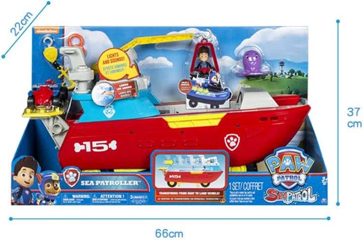 PAW PATROL Sea Patroller Schiff mit Ryder Figur und Zubehör, Spielzeug für Kinder ab 3 Jahren, mit L