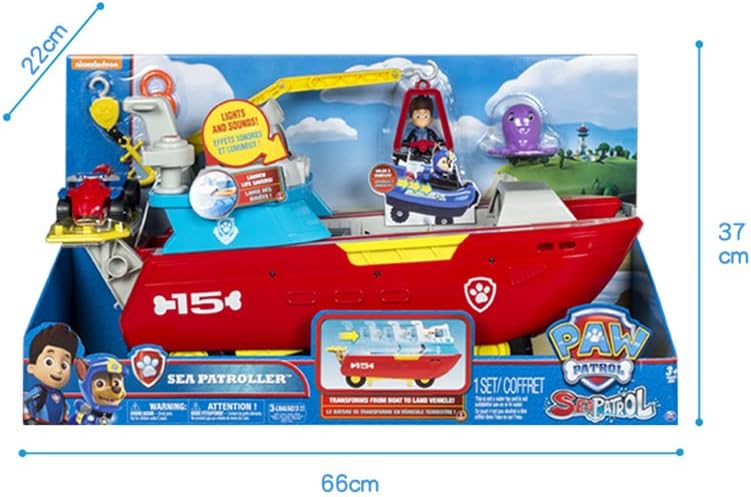 PAW PATROL Sea Patroller Schiff mit Ryder Figur und Zubehör, Spielzeug für Kinder ab 3 Jahren, mit L
