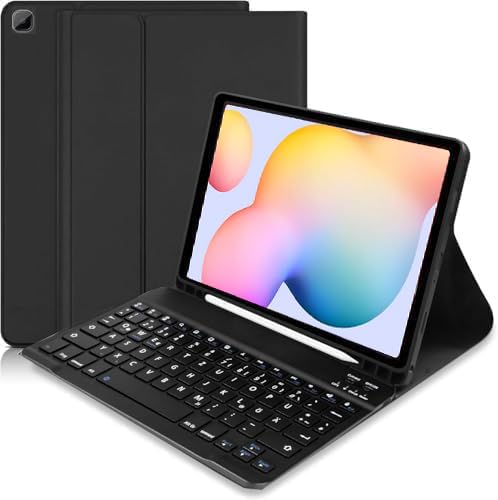 KTOITION Tastatur Hülle für Samsung Tab S6 Lite 10,4 Zoll (Modell 2020/2022/2024) – Hülle mit QWERTZ