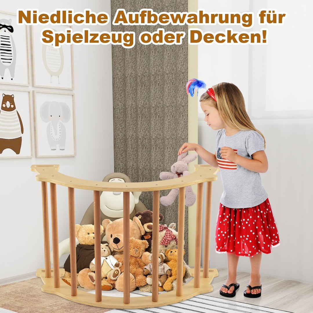 GOPLUS Kinder Kletterbogen mit Kissen, Kletterdreieck Indoor aus Holz, Klettergerüst zum Wippen und