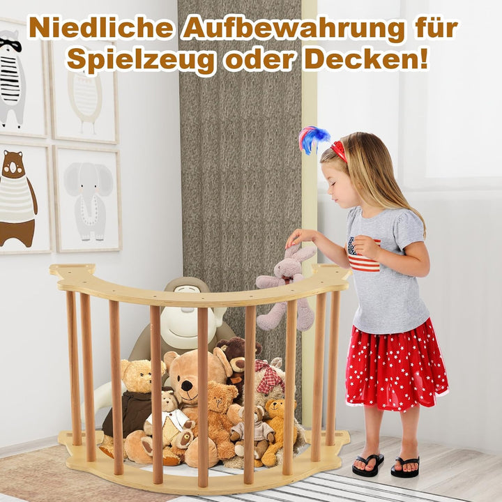 GOPLUS Kinder Kletterbogen mit Kissen, Kletterdreieck Indoor aus Holz, Klettergerüst zum Wippen und