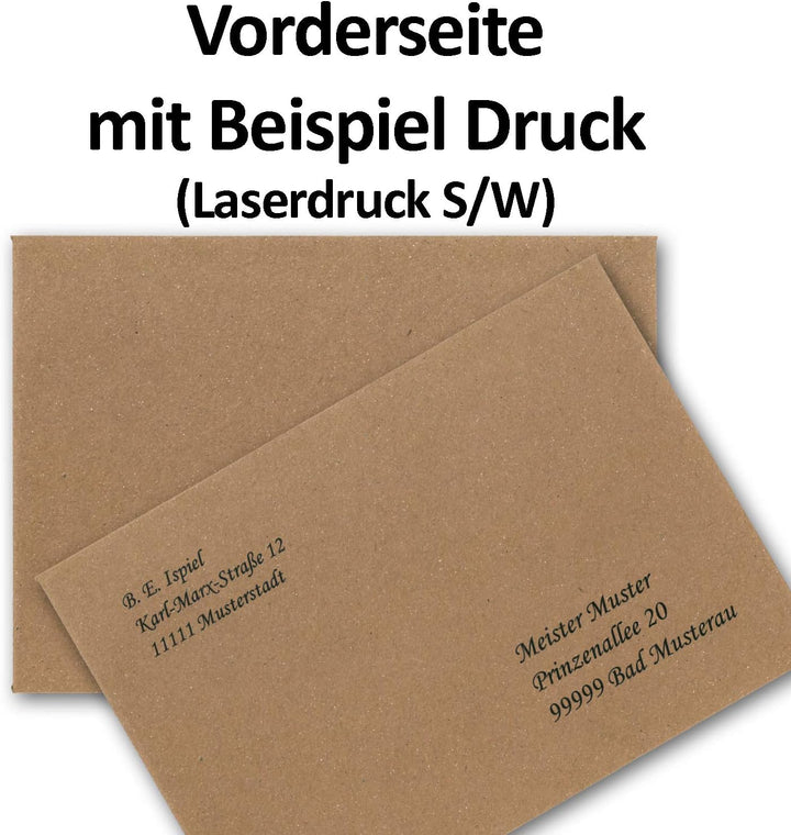 200x Vintage-Umschläge DIN B6 125 x 178 mm Kraftpapier 120 g/m² braun Recycling Brief-Umschläge Nass