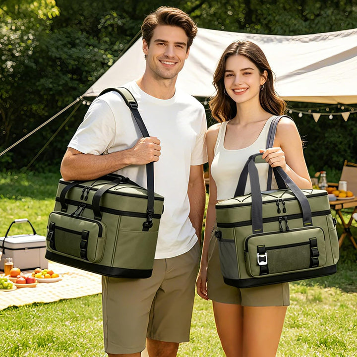 Kühltasche, 40L Grosse Kühlbox Faltbar, Wasserdichte Doppelwand Thermotasche Isolierte Picknicktasch