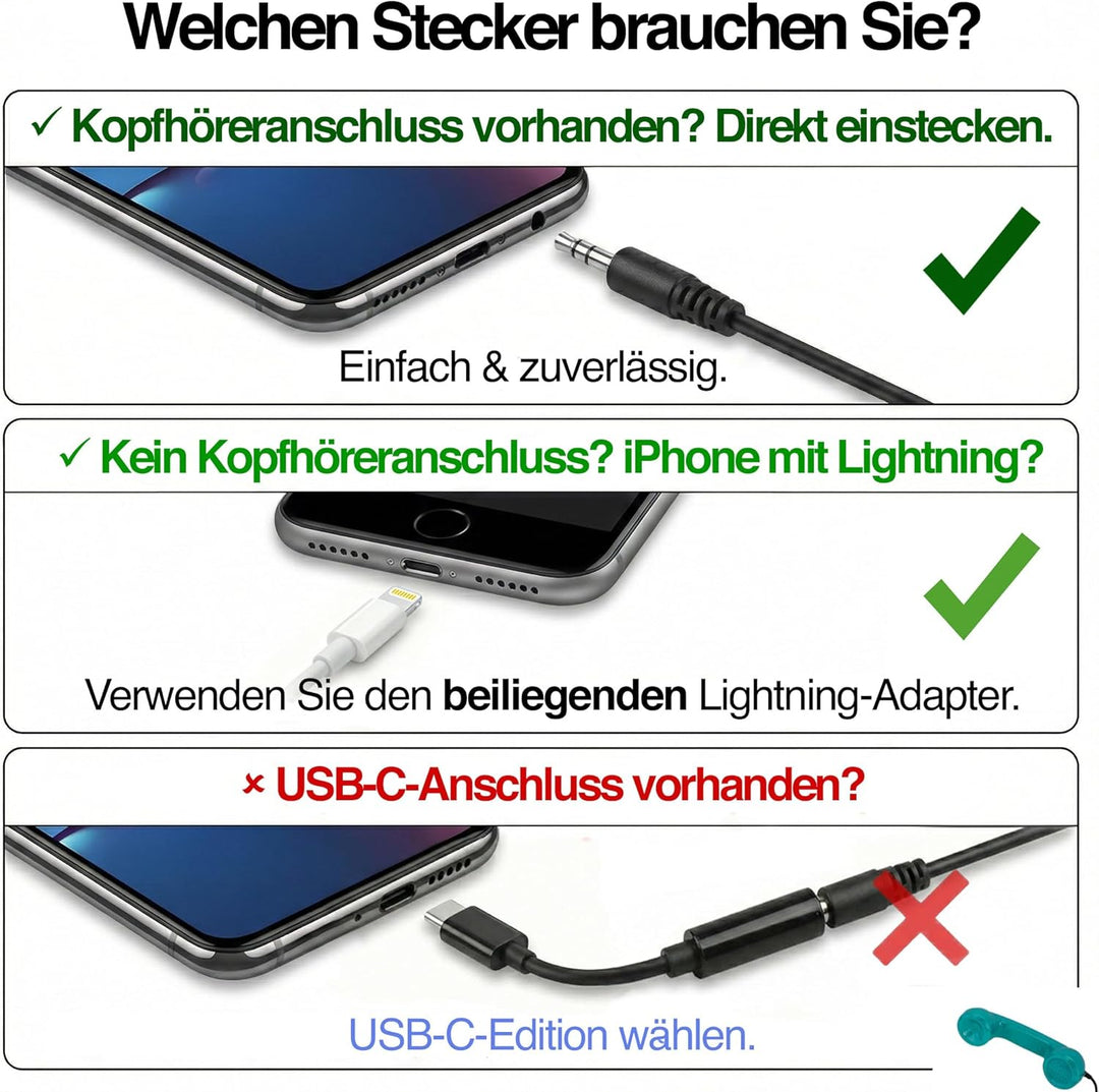 Retro Handyhörer für Apple iPhones mit Lightning (passender Adapter mit inbegriffen) in der Form ein