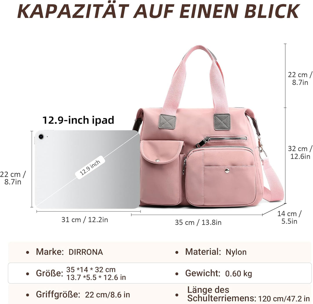 DIRRONA Elegant Damen Umhängetasche Gross Kapazität Handtasche Casual Reise Schultertasche Multi Tas