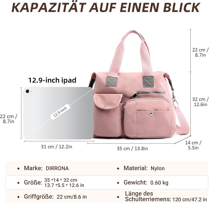 DIRRONA Elegant Damen Umhängetasche Gross Kapazität Handtasche Casual Reise Schultertasche Multi Tas