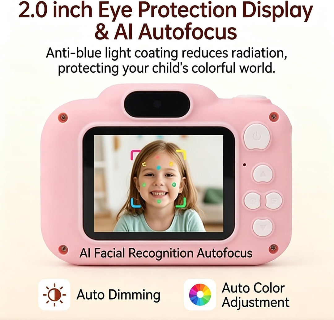 Pilipane Digitalkamera mit 32G Karte, Kinderkamera Sofortbildkamera, High Definition Dual Lens 1080P