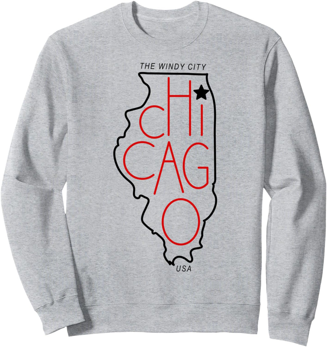 Chicago Illinois The Windy City Outline Sweatshirt
