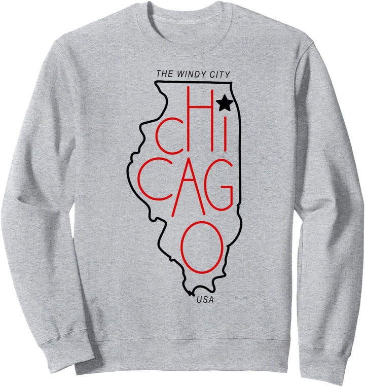 Chicago Illinois The Windy City Outline Sweatshirt