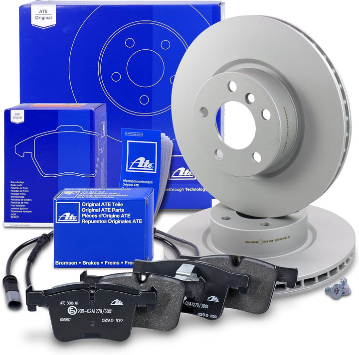 ATE Bremsenset Vorderachse inkl. Bremsscheiben vorne Ø 328 mm belüftet und Bremsbeläge vorne + Versc