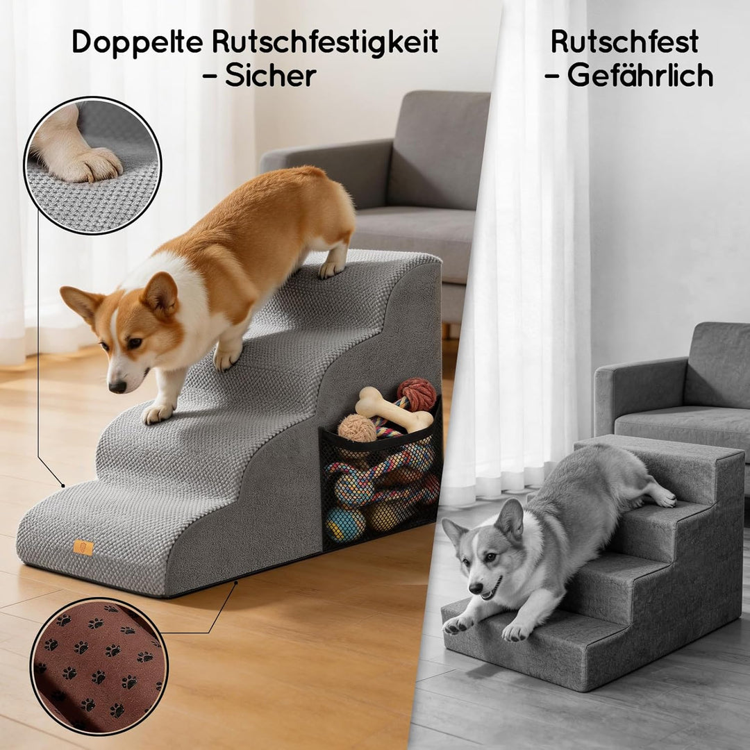 Hundetreppe 4 Stufen, 50cm hoch Schwamm Haustiertreppe für Hunde und Katzen, rutschfest Haustierleit