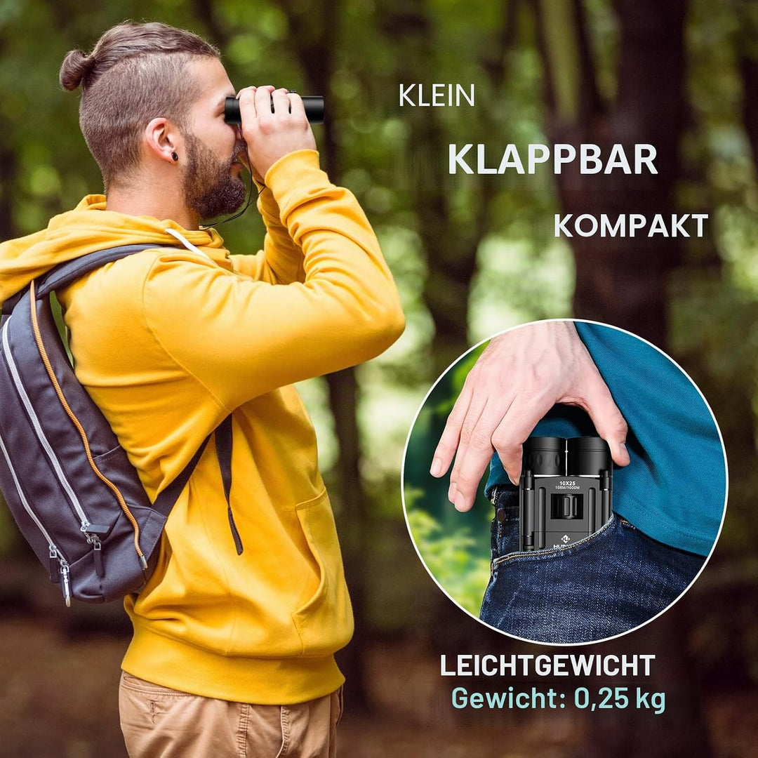 HUTACT Fernglas Kinder, 10x25 klein und leicht, Ferngläser Kompakt für Konzert, Theater und Oper, Mi