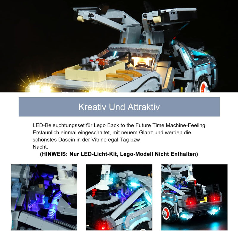 Update-Version 10300 LED-Beleuchtungsset Kompatibel mit Lego Die-Zeitmaschine - aus Zurück in die Zu