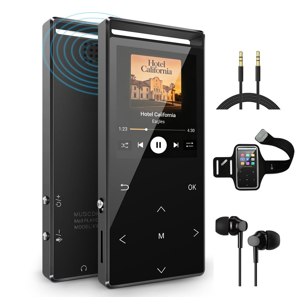 64GB MP3-Player, MUSRUN MP3 Player mit Bluetooth Armtasche, HiFi, AUX-Record, Sleeptimer, FM, FM-Rec