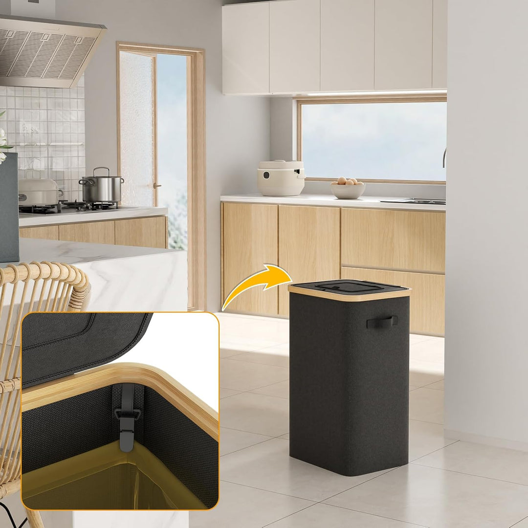 Gelber Sack Ständer Stabil mit Deckel - Grosser Mülleimer & Müllsackhalter für Küche & Haushalt | 70