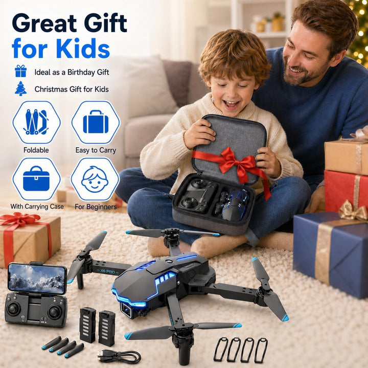 Drohne mit Kamera 1080P für Kinder, Bürstenlosem Motor RC Quadcopter für Anfänger, Start mit einem K