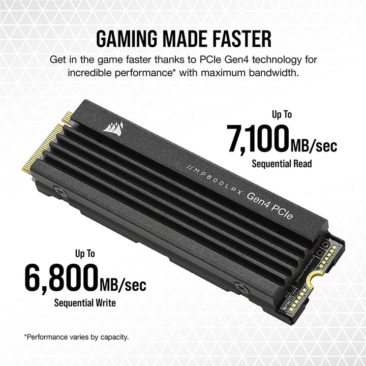 Corsair MP600 PRO LPX 2TB M.2 NVMe PCIe x4 Gen4 SSD - Optimiert für PS5 (Bis zu 7,100MB/sec Sequenzi
