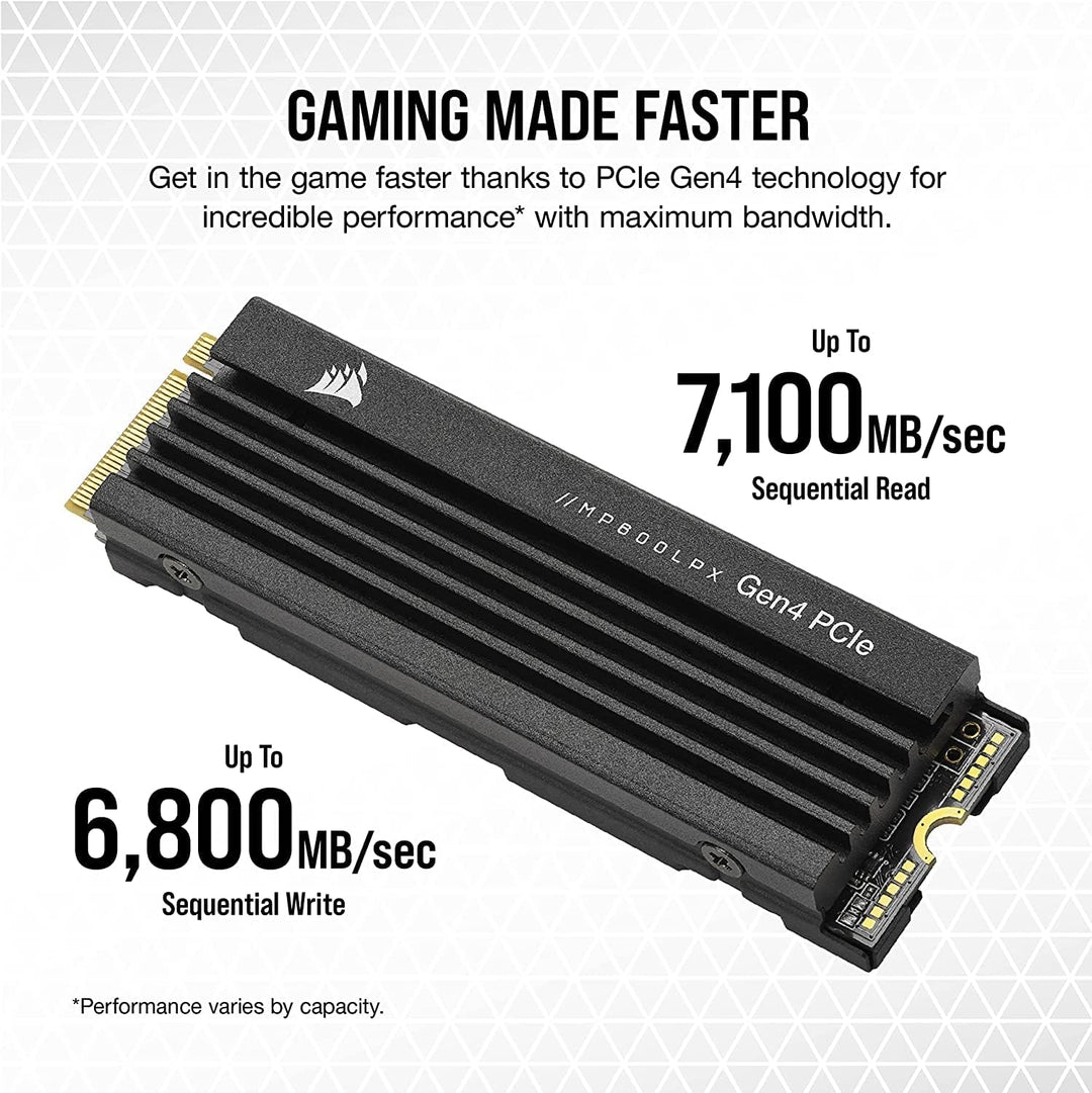 Corsair MP600 PRO LPX 4TB M.2 NVMe PCIe x4 Gen4 SSD - Optimiert für PS5 (Bis zu 7,100MB/sec Sequenzi