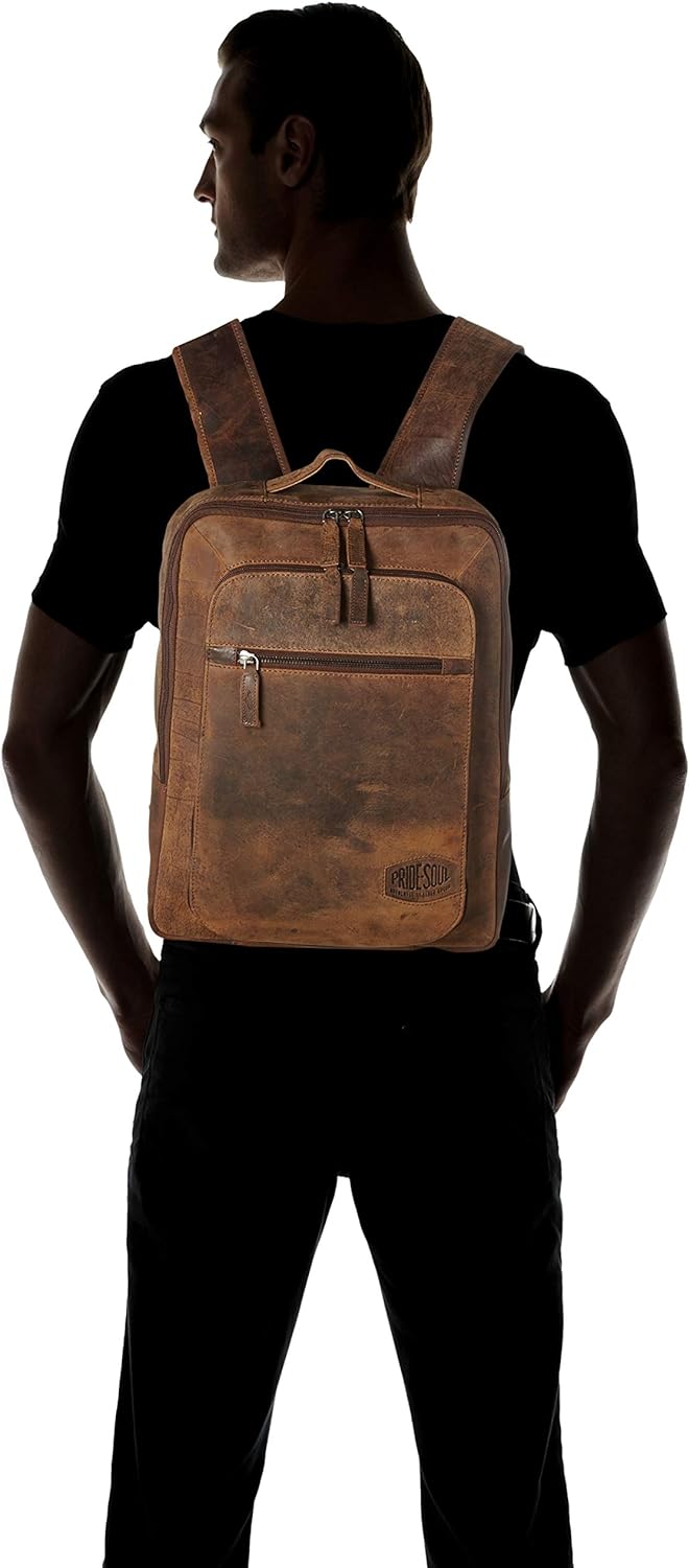 Pride and Soul 47199 Rucksack JESTER, Laptoprucksack Leder, Notebookrucksack für Laptops bis 15,6 Zo
