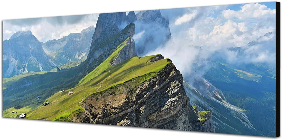 Paul Sinus Art Panoramabild auf Leinwand und Keilrahmen 120x40cm Italien Alpen Landschaft Gebirge Wo