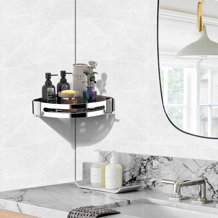 Duschablage Ohne Bohren, Duschregale aus 304 Edelstahl mit 2 Haken, Dusche Silber Duschregale, Dusch
