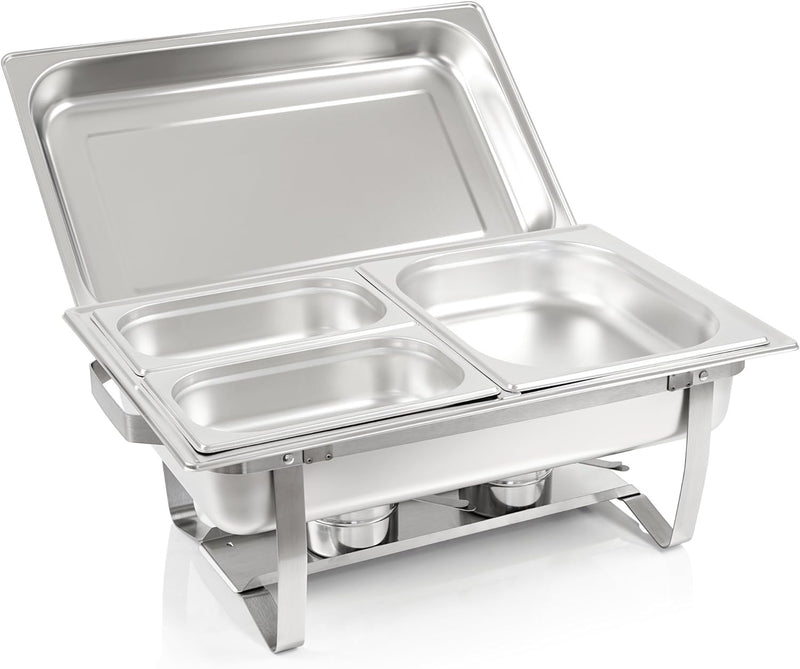 Mahlzeit Chafing Dish Profi Set Montpellier, 3X Edelstahl Warmhaltebehälter, 21-TLG Speisewärmer, Wä